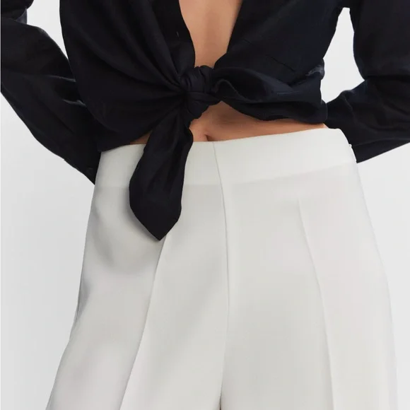 MANGO flowy wide leg high waist white palazzo pants SIZE 10 - Picture 5 of 10